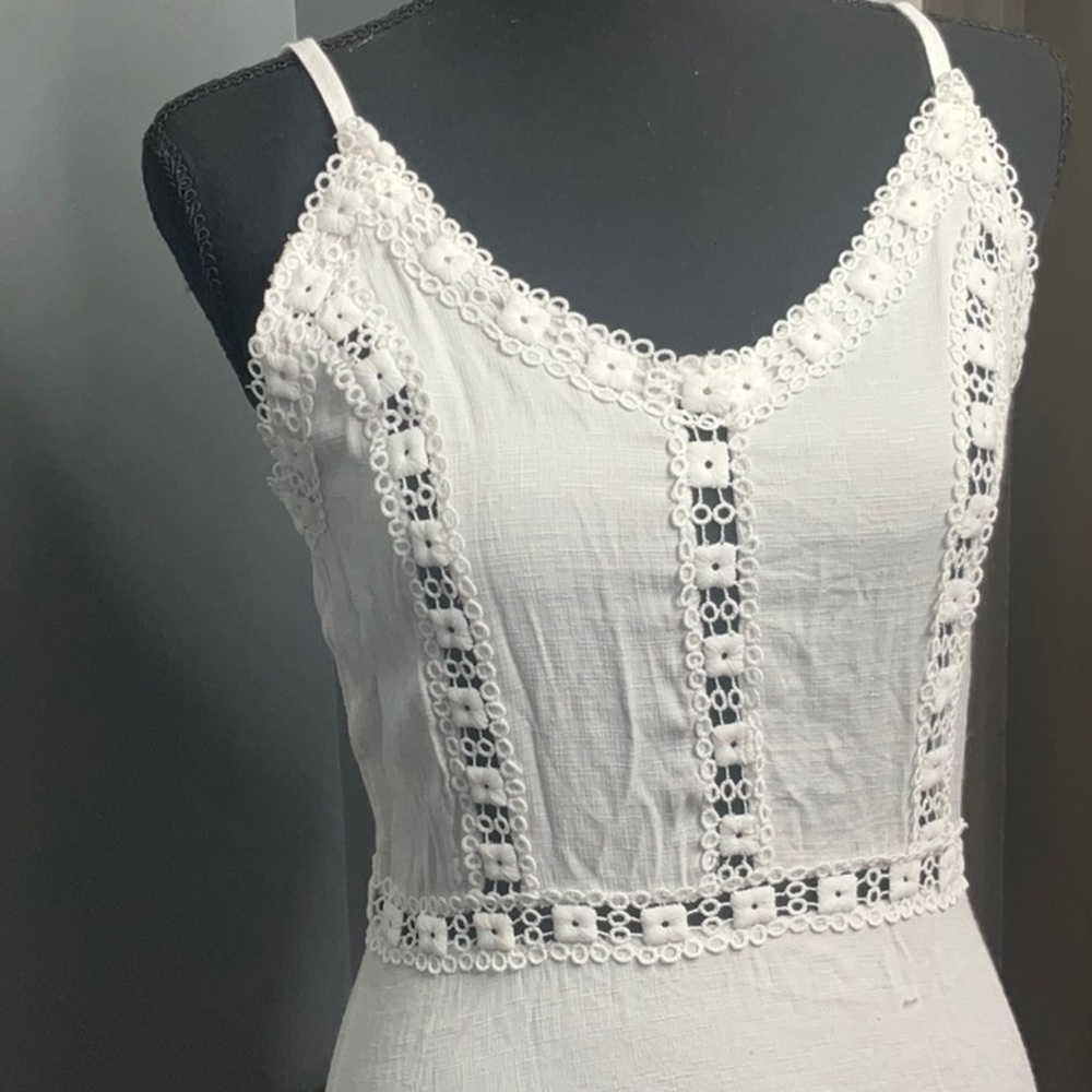 White Linen Boho Dress